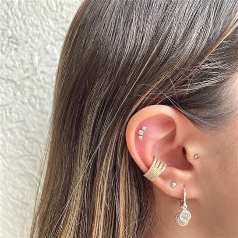 Piercing Amaea Filetes Cravejado em Zircônia Folheada a Ouro 18k