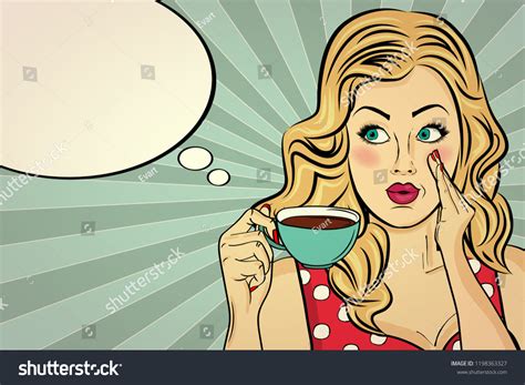 Sexy Blonde Pop Art Woman Coffee Stock Vector Royalty Free Shutterstock