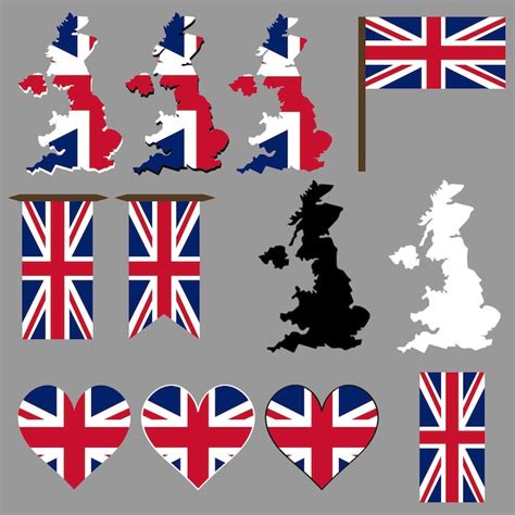 Premium Vector Great Britain Icons Map And Flag Of Great Britain