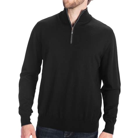 Toscano Mock Zip Neck Sweater Merino Wool For Men Save