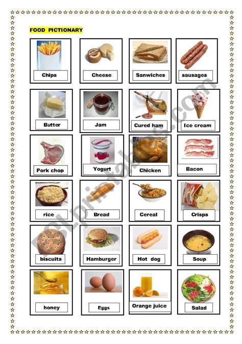 Food Pictionary 1 ESL Worksheet By Manisa