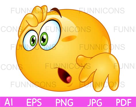 Clipart Cartoon Of Emoji Emoticon Amazed Surprised Shocked Etsy