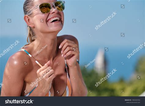 Sexy Beautiful Brunette Woman Sunglasses Bikini Stock Photo Shutterstock