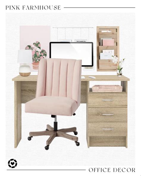 Office aesthetic decor, modern pink farmhouse🌸🌸