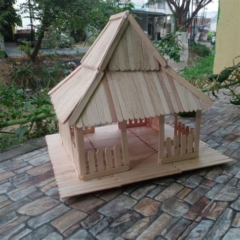 Jual Miniatur Rumah Joglo Situbondo Adat Jawa Timur Dari Stik Es Krim