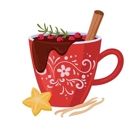 Premium Vector Hot Cocoa Cup Christmas Mug Of Hot Cocoa With Cinnamon