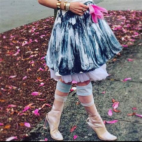 Clear Thigh High Heel Boots Nude Colored Zip Up In Depop