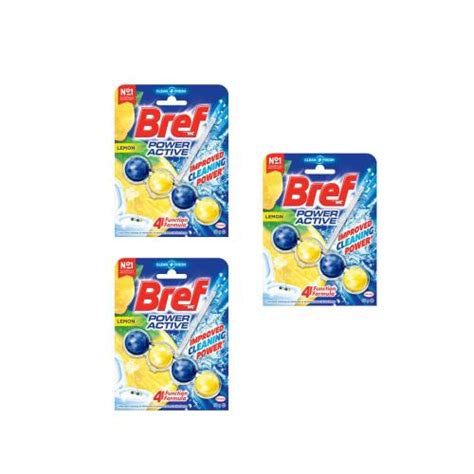 Bundle Of 3 Bref Power Active Toilet Bowl Cleaner Juicy Lemon 50g