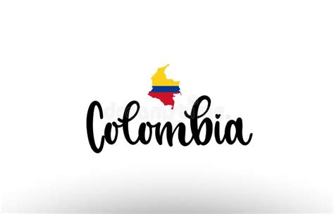 Colombia Country Big Text with Flag Inside Map Concept Logo Stock Vector - Illustration of ...