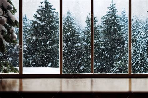 frozen snowy winter scene through window Stock Photo by melis82 | PhotoDune