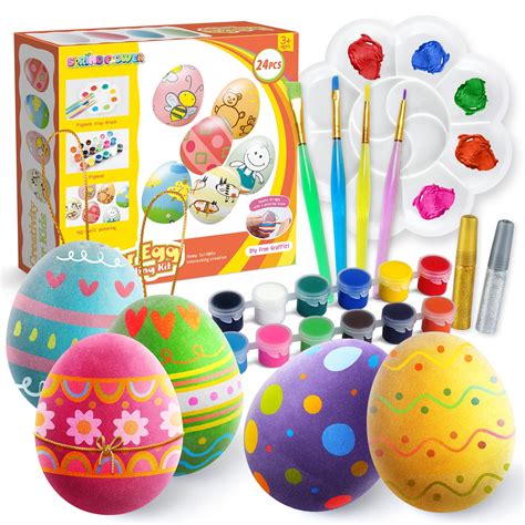 Buy Springflower Kids Easter Eggs Painting Kit 24 Paintable Flocking