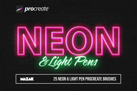 25 Procreate Neon Brushes Design Cuts