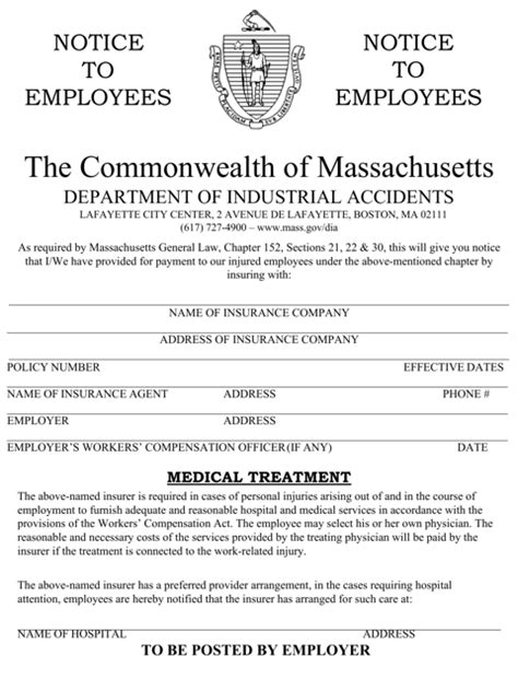 Massachusetts Notice To Employees Fill Out Sign Online And Download