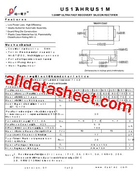 US1A Datasheet PDF DIYI Electronic Technology Co Ltd