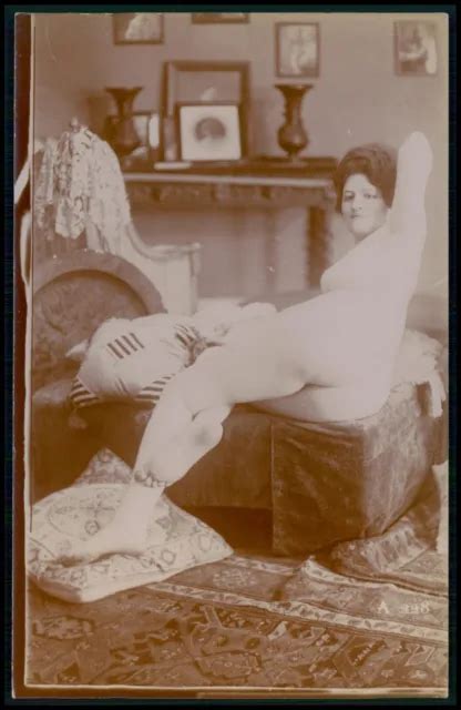 CITRATE TONING FRENCH Nude Woman Big Butt Veiled Old 1910 1920s Photo