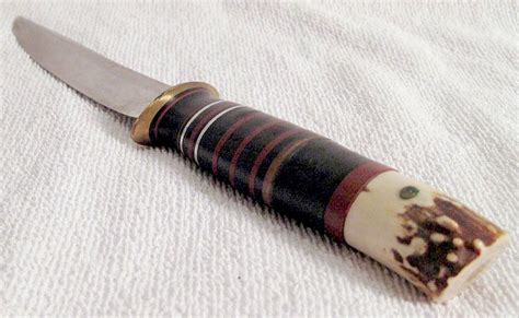 W. Scagel Handmade USA marked hunting knife with unmarked Scagel sheath