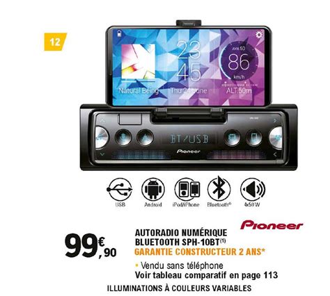 Offre Autoradio Num Rique Bluetooth Sph Bt Pioneer Chez E Leclerc L Auto