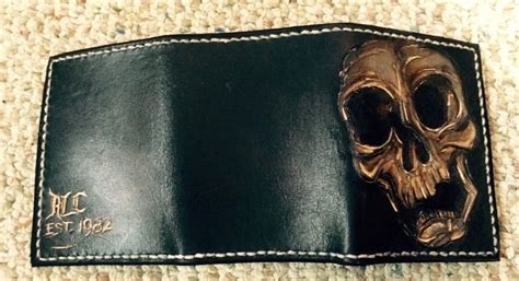 Buy Custom Made Mens Tri Fold Skull Wallet Made To Order From Saxon