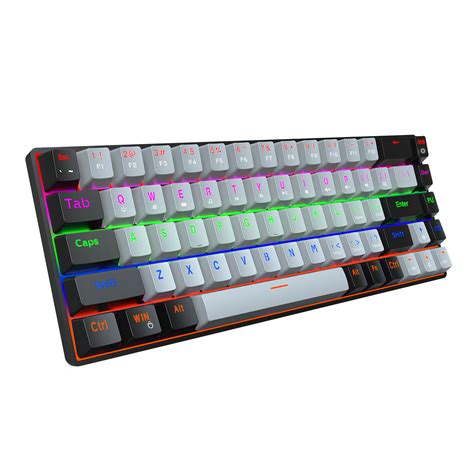 68 Key Mechanical Keyboard Type C Wired Rgb Led Backlit Bluered Gaming