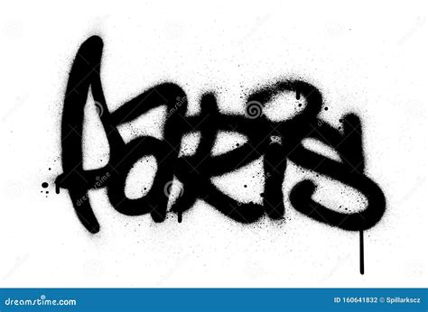 Graffiti Paris Word Sprayed In Black Over White Stock Vector