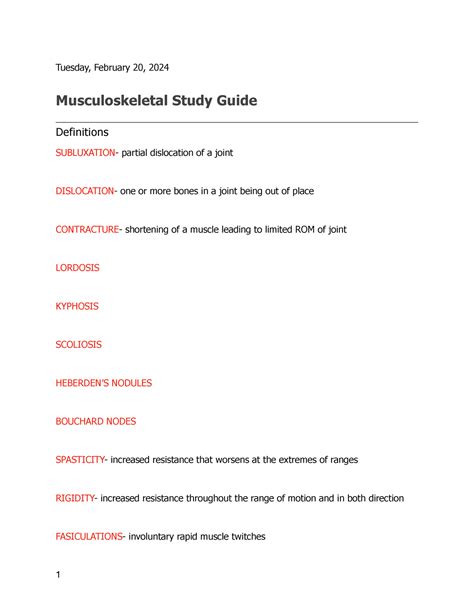 Musculoskeletal Guide Tuesday February Musculoskeletal