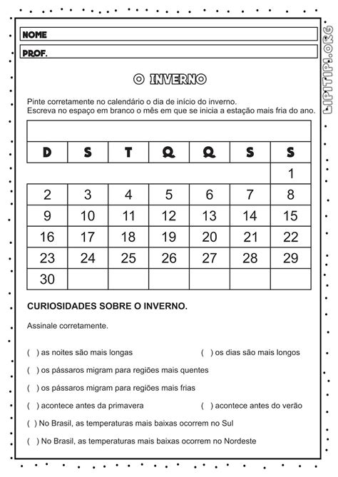 Atividades Com Calendário 2 Ano - ZULEDU