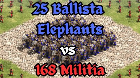 25 Ballista Elephants Vs 168 Militia Age Of Empires 2 YouTube