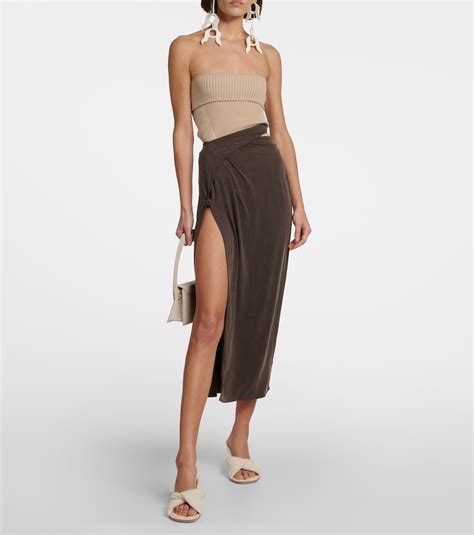 La Jupe Espelho Midi Skirt In Brown Jacquemus Mytheresa