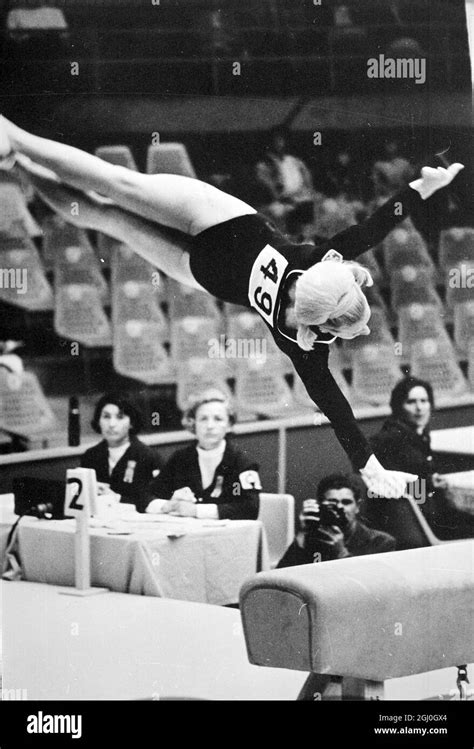 Mexico City: Vera Caslavska of Czechoslovakia on horse valt of 1968 ...