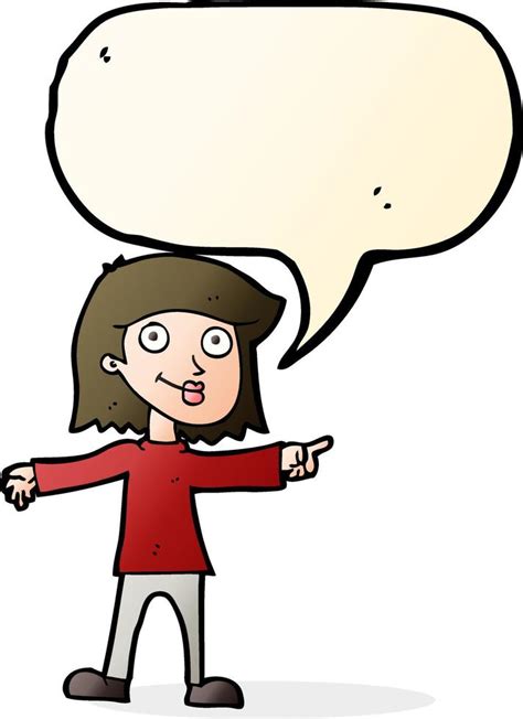 Cartoon Happy Woman Pointing With Speech Bubble 12312860 Vector Art At