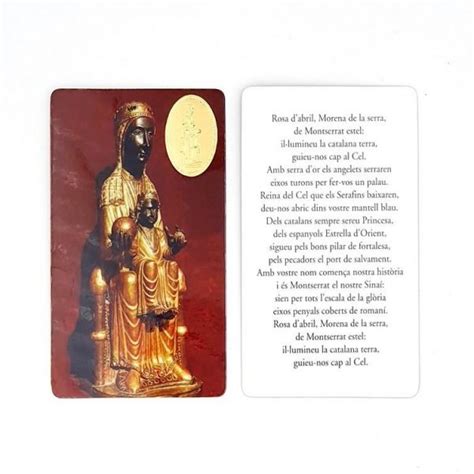 Estampa Virgen De Montserrat Con Medalla Dorada Plastificada Y Con