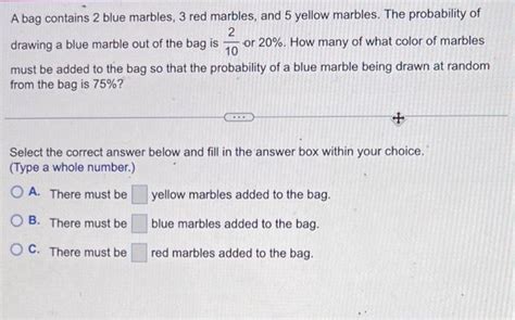 Solved A Bag Contains Blue Marbles Red Marbles And Chegg