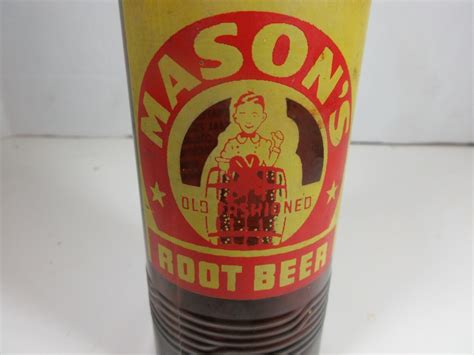 Vintage 1949 Masons Root Beer Brown Amber Glass Soda Pop Bottle 10 Oz