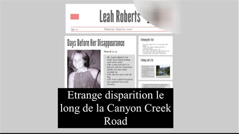 Disparition Mysterieuse De Leah Roberts Youtube