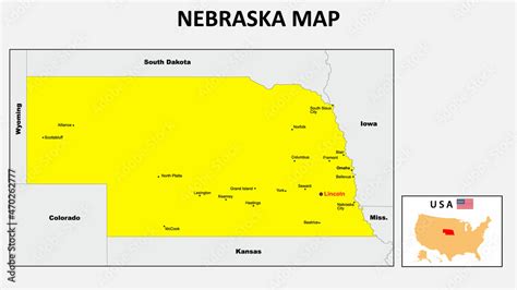 Nebraska Map. State and district map of Nebraska. Political map of ...