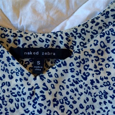 Naked Zebra Tops Leopard Cheetah Print Navy White Tank Top Small