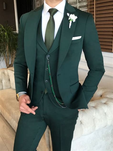 Bojoni Green Slim Fit Suit Piece Wedding Suits Wedding Suits Groom