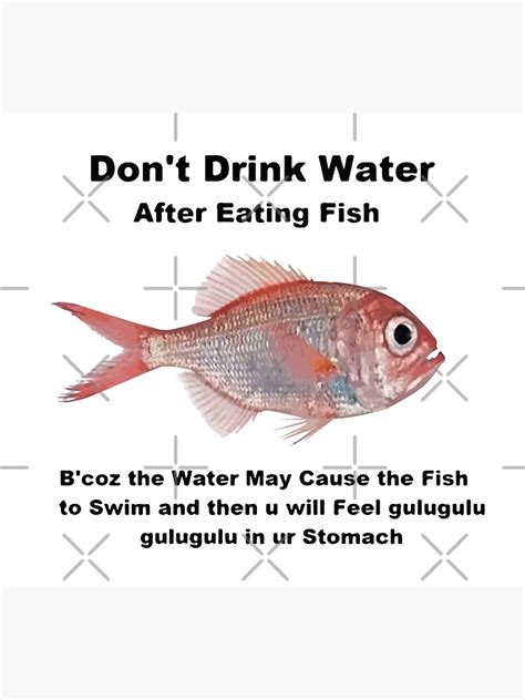 "Gulugulu fish - Dont drink water after eating fish meme" Sticker for ...