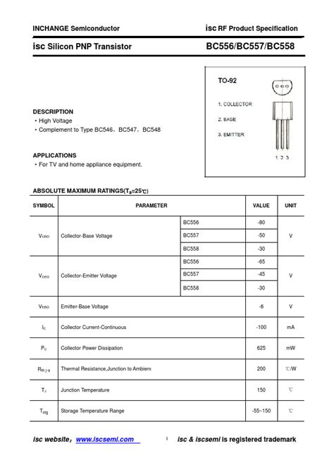 Bc Datasheet Transistor Equivalent Inchange