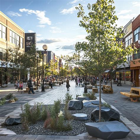 A revitalized downtown area with pedestrianfriendly streets and public