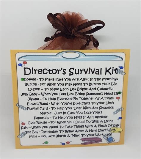 Director S Survival Kit Fun Novelty Gift Card Alternative Birthday