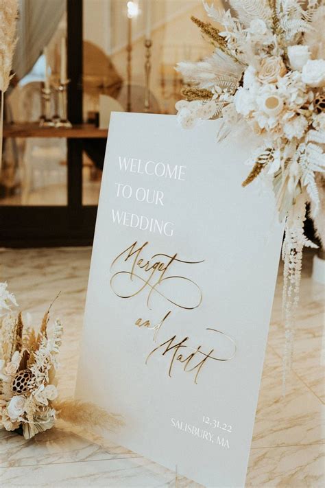 Frosted Acrylic Welcome Sign Modern Wedding Sign 3d Gold Lettering