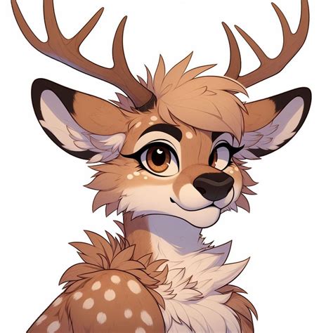 Deer Furry Headshot Feral Fursona Anthro Adoptables Etsy