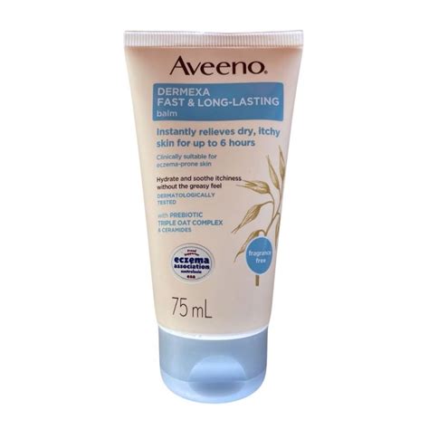 Aveeno Dermexa Fast Long Lasting Fragrance Free Balm 75ml With Tape Residue On Tube Packaging