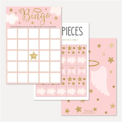 printable angel girl baby shower bingo game template hadley designs