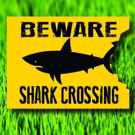 Beware Shark Crossing Yard Sign Shark Week Bite Out Etsy