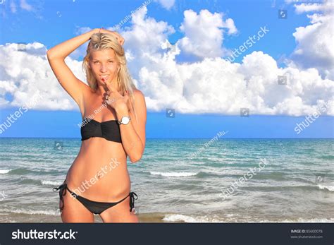 Sexy Bikini Model Posing On Beach Stock Photo Shutterstock