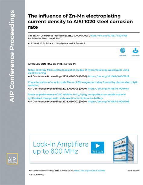 Pdf The Influence Of Zn Mn Electroplating Current Density To Aisi