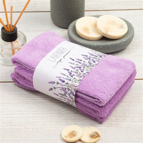 Набор махровых полотенец Этель Lavender 30х30 см - 3 шт, 340 г/м2, 100% ...