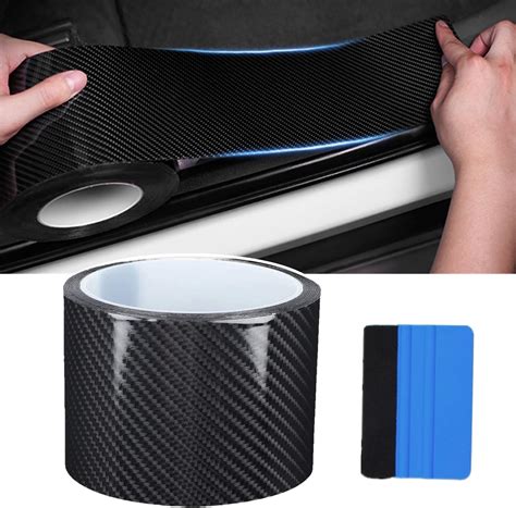 Car Sill Protectors Strips Car Door Sill Protector Black Carbon Fiber